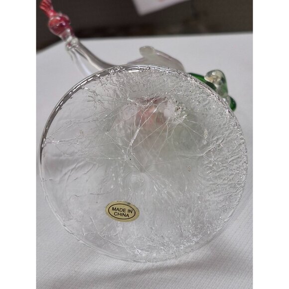 Blown Glass Santa Figurine With Christmas Tree & Bird Decoration - Picture 6 of 8